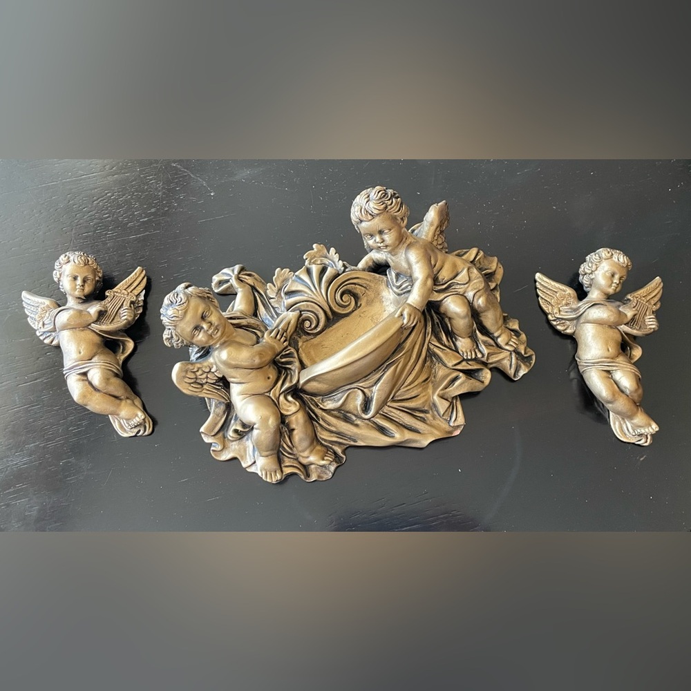 Vintage 70s Cherub Wall Decor Set of Three
